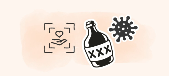 Ein Symbolbild zeigt Alkohol und Krankheitserreger