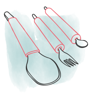 Abbildung von Spezialbesteck mit Griffverdickung (Greifhilfe)